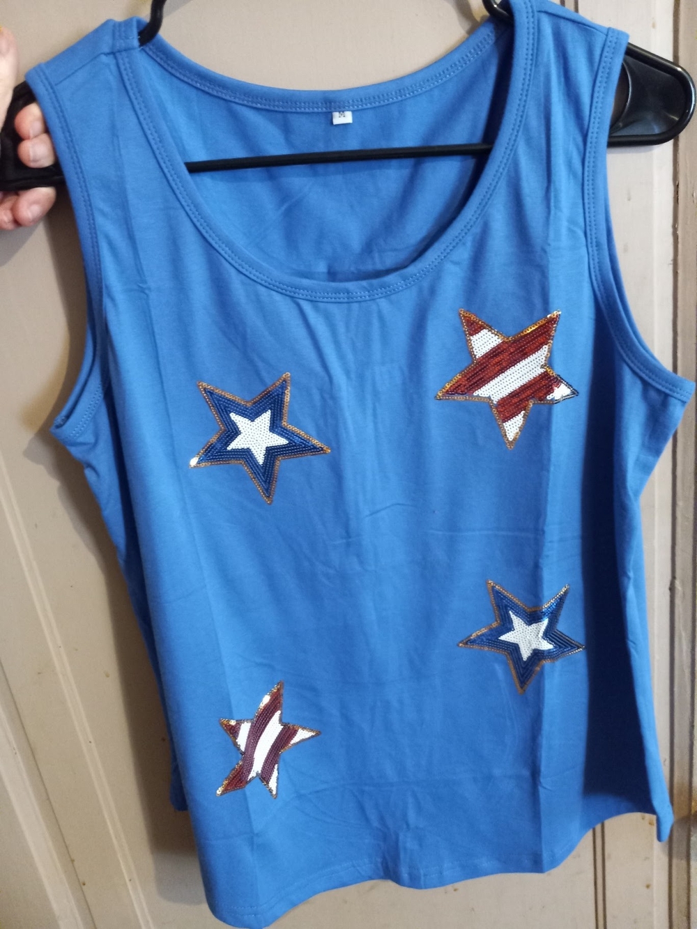 Blue Women’s Sleeveless Star Appliqué Tank Top
